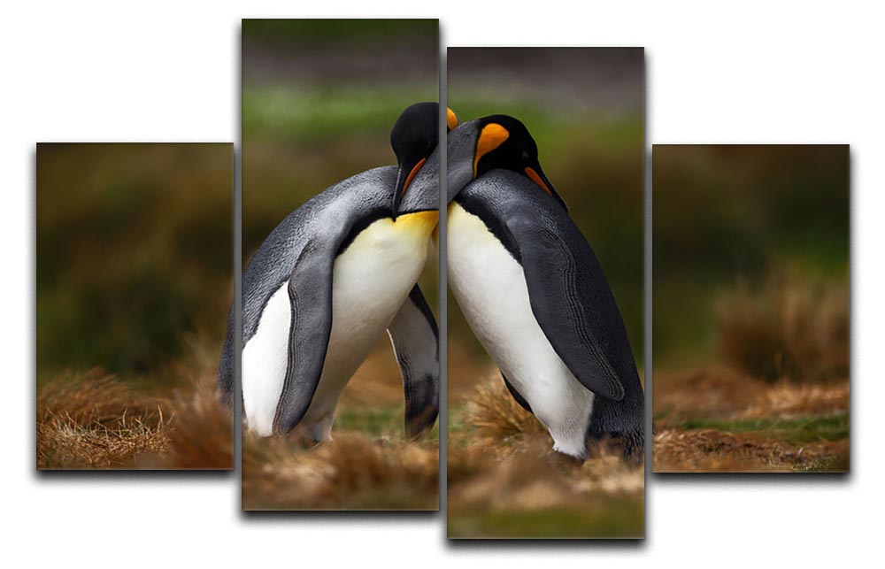 King penguin couple cuddling 4 Split Panel Canvas - Canvas Art Rocks - 1