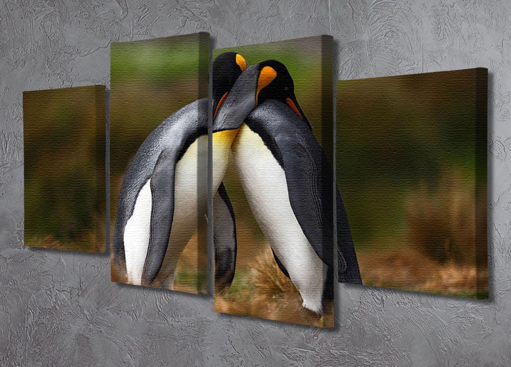 King penguin couple cuddling 4 Split Panel Canvas - Canvas Art Rocks - 2