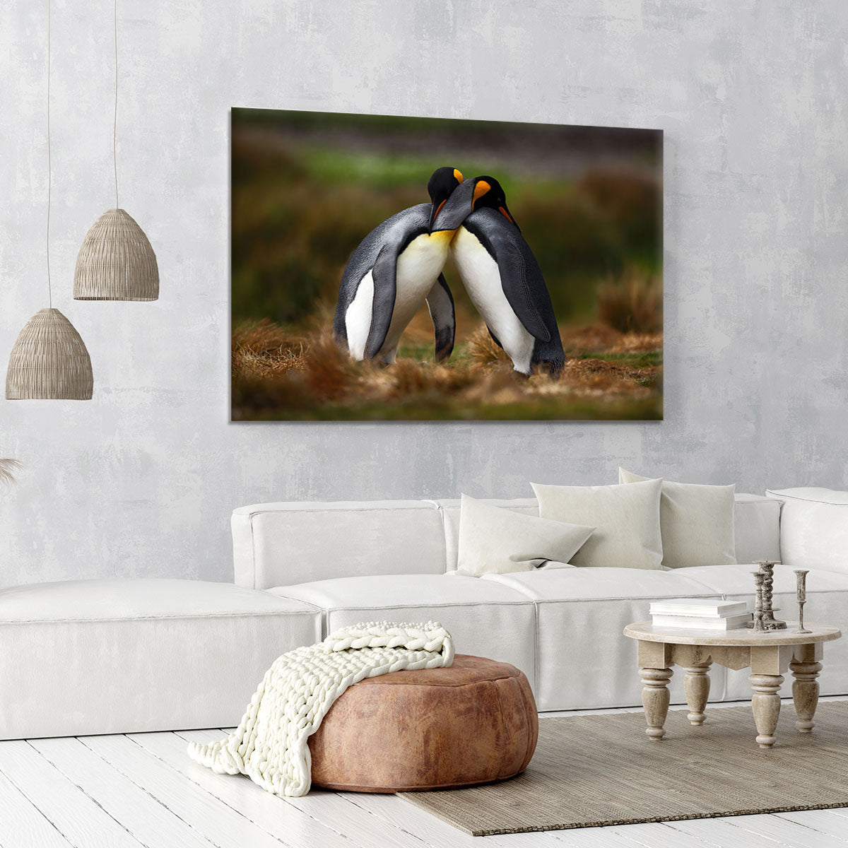King penguin couple cuddling Canvas Print or Poster - Canvas Art Rocks - 6