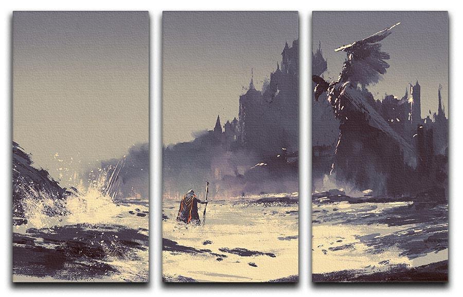 King walking through sea beach 3 Split Panel Canvas Print - Canvas Art Rocks - 1