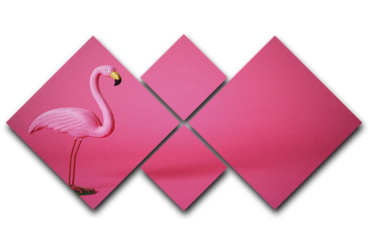 Kitsch pink flamingo in studio 4 Square Multi Panel Canvas - Canvas Art Rocks - 1