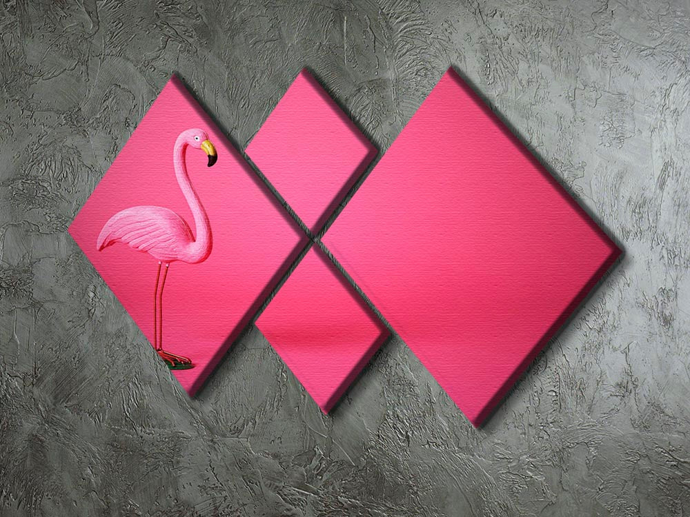 Kitsch pink flamingo in studio 4 Square Multi Panel Canvas - Canvas Art Rocks - 2
