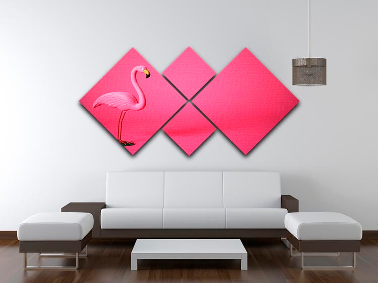 Kitsch pink flamingo in studio 4 Square Multi Panel Canvas - Canvas Art Rocks - 3