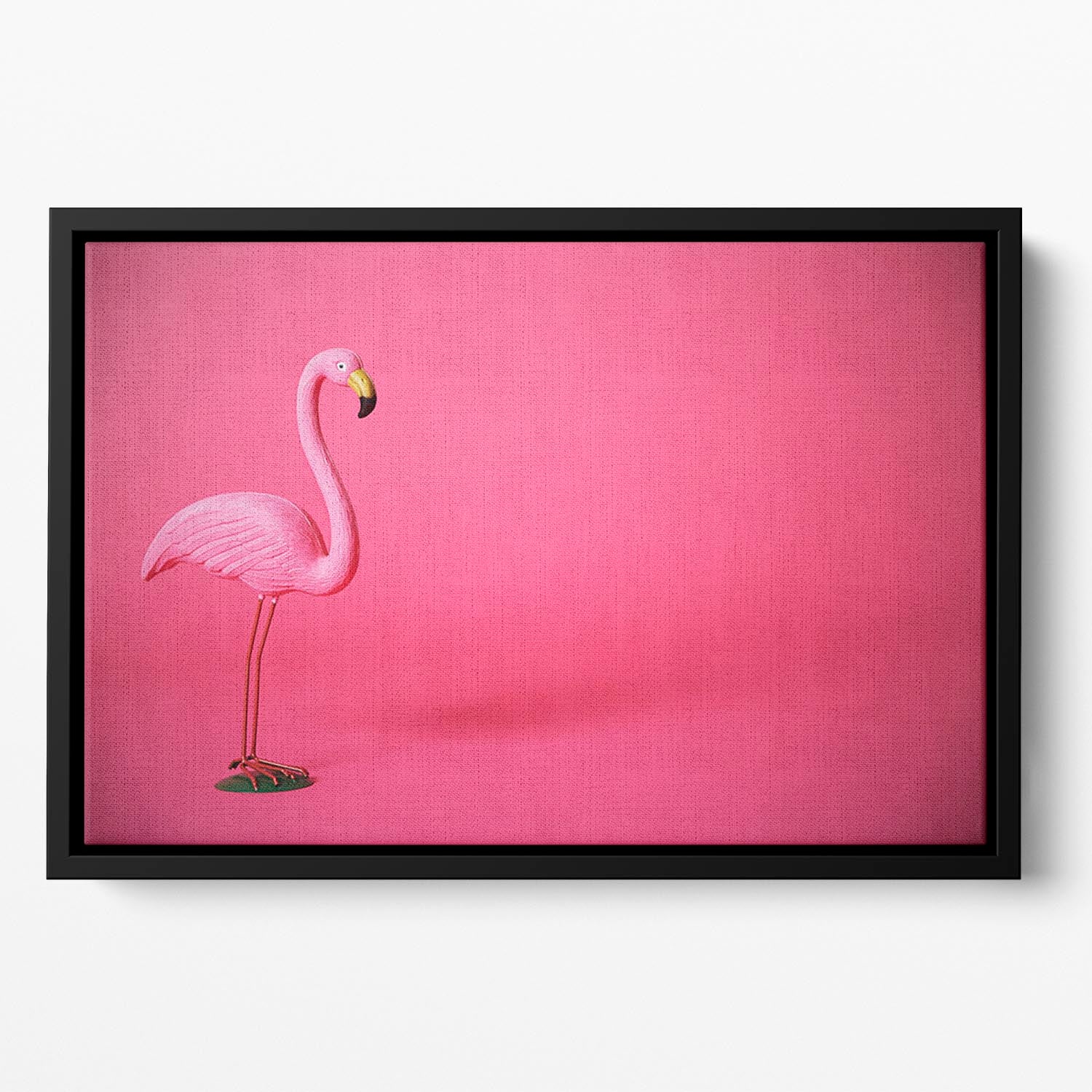 Kitsch pink flamingo in studio Floating Framed Canvas - Canvas Art Rocks - 2