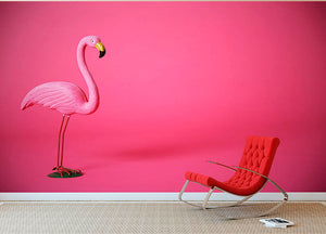 Kitsch pink flamingo in studio Wall Mural Wallpaper - Canvas Art Rocks - 2