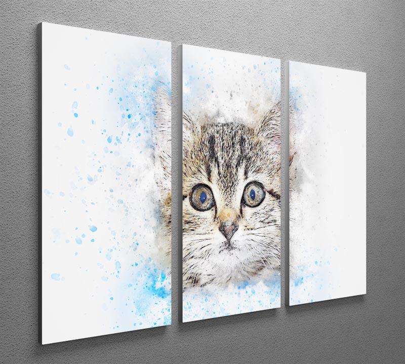 Kitten Painting 3 Split Panel Canvas Print - Canvas Art Rocks - 2