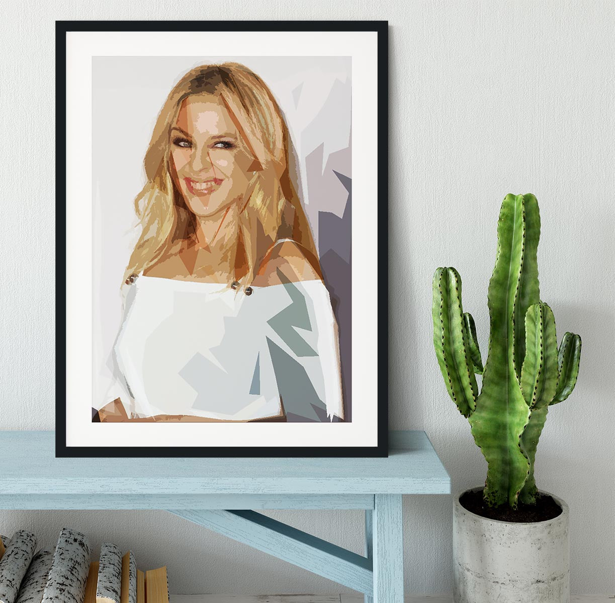 Kylie Minogue in white Pop Art Framed Print - Canvas Art Rocks - 1