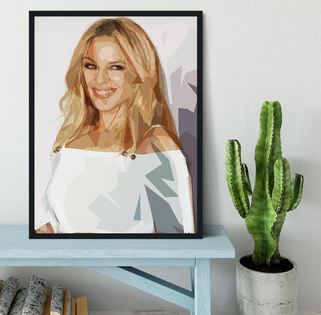 Kylie Minogue in white Pop Art Framed Print - Canvas Art Rocks - 2