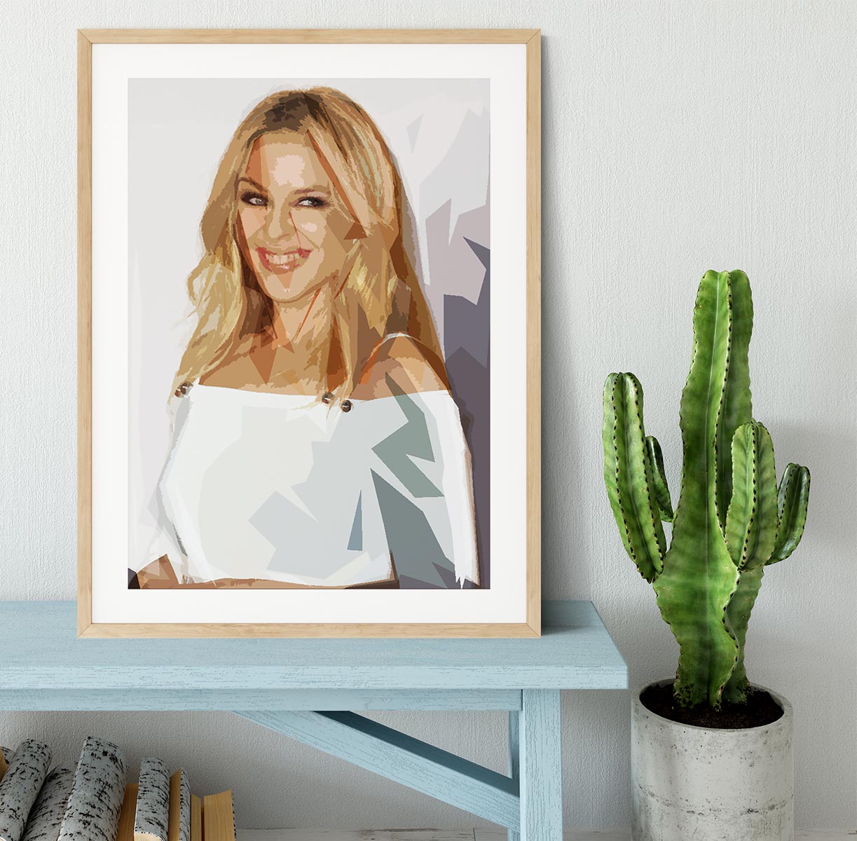 Kylie Minogue in white Pop Art Framed Print - Canvas Art Rocks - 3