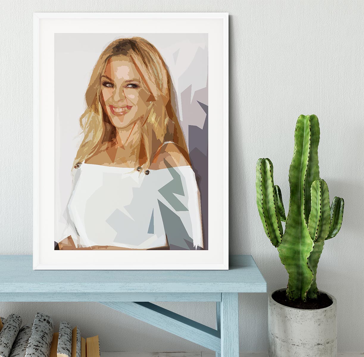 Kylie Minogue in white Pop Art Framed Print - Canvas Art Rocks - 5