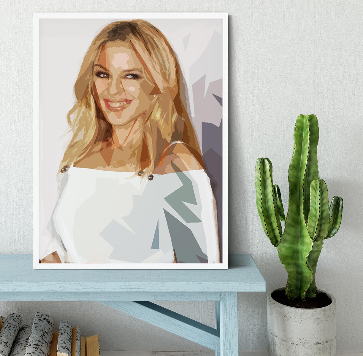 Kylie Minogue in white Pop Art Framed Print - Canvas Art Rocks -6