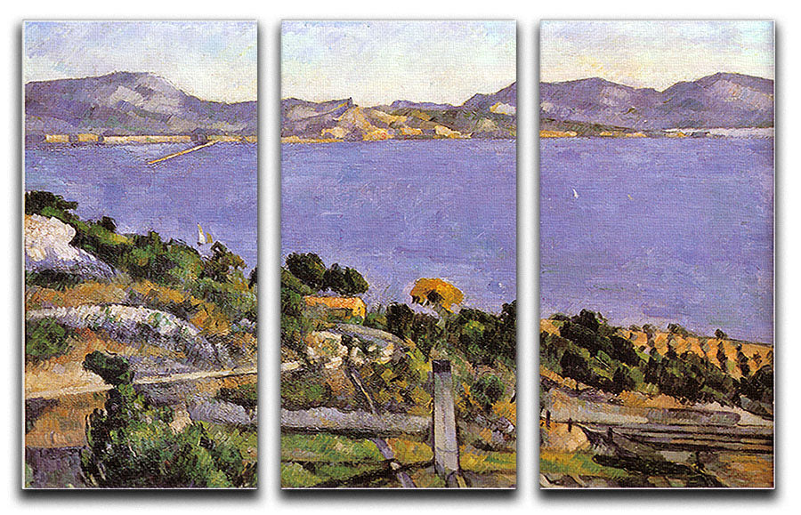 L Estaque vue du golfe de Marseille 1878 by Cezanne 3 Split Panel Canvas Print - Canvas Art Rocks - 1