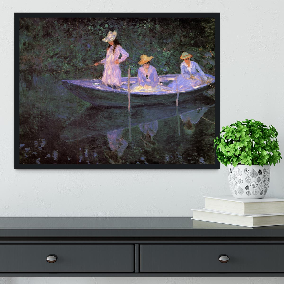 La Barque at Giverny by Monet Framed Print - Canvas Art Rocks - 2