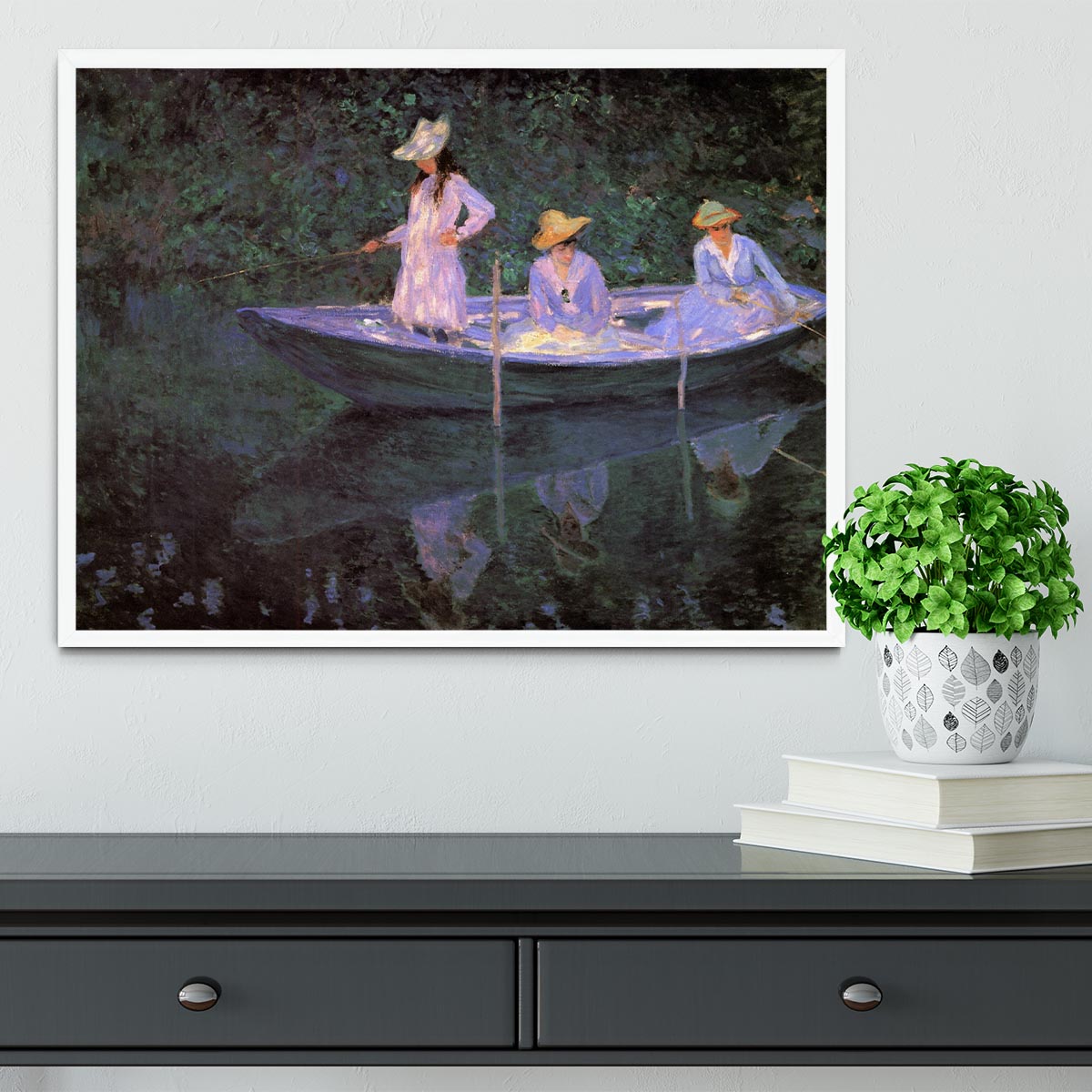 La Barque at Giverny by Monet Framed Print - Canvas Art Rocks -6
