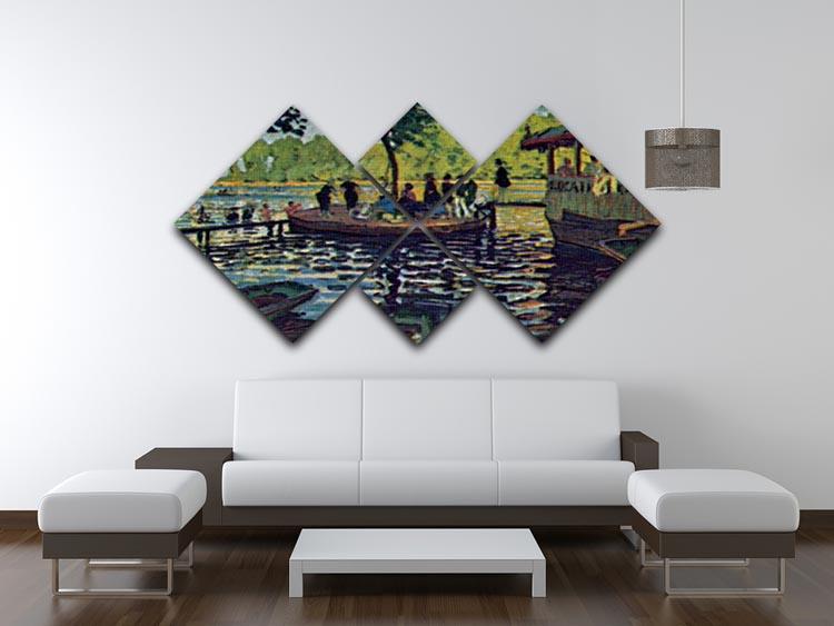 La Grenouillare by Monet 4 Square Multi Panel Canvas - Canvas Art Rocks - 3