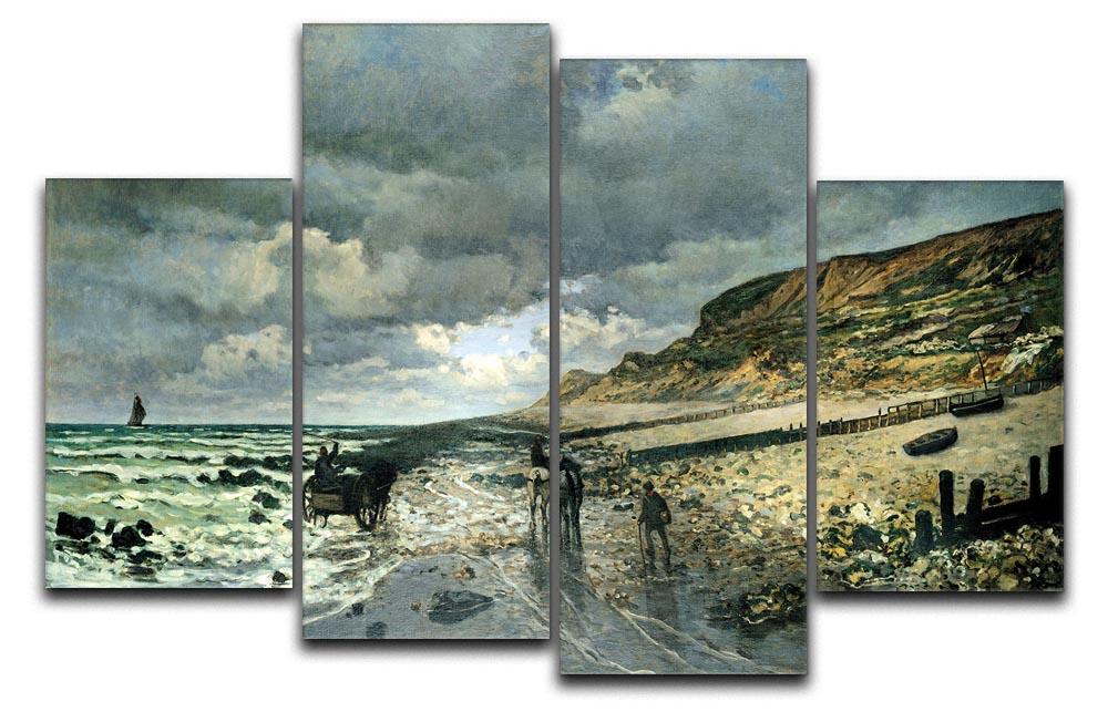 La Pointe del Heve at low tide by Monet 4 Split Panel Canvas  - Canvas Art Rocks - 1