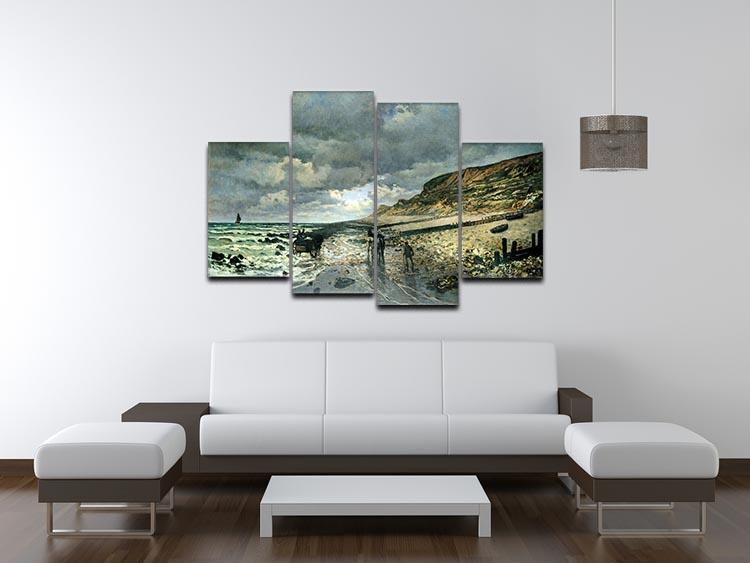 La Pointe del Heve at low tide by Monet 4 Split Panel Canvas - Canvas Art Rocks - 3
