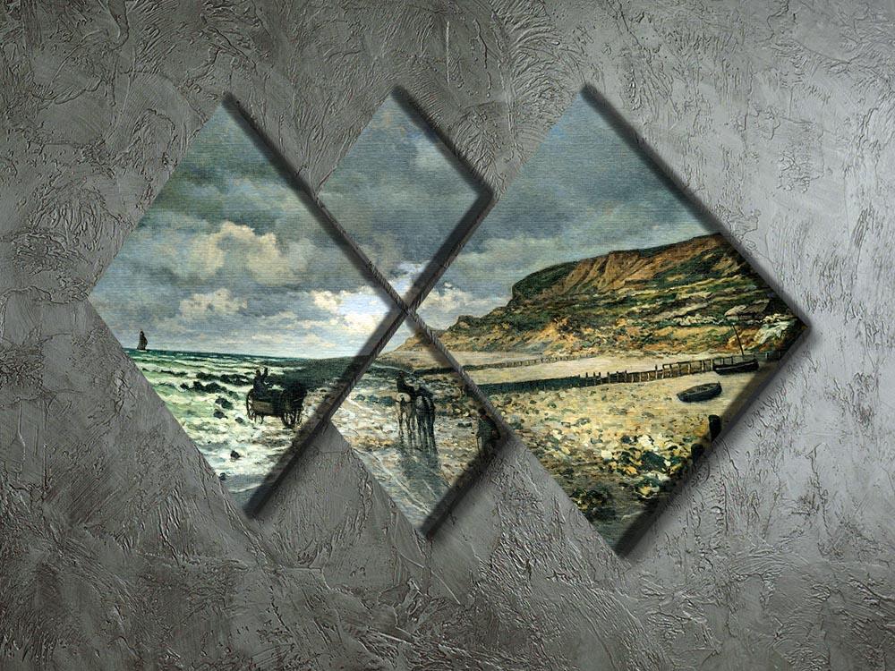 La Pointe del Heve at low tide by Monet 4 Square Multi Panel Canvas - Canvas Art Rocks - 2