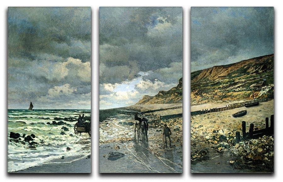 La Pointe del Heve at low tide by Monet Split Panel Canvas Print - Canvas Art Rocks - 4