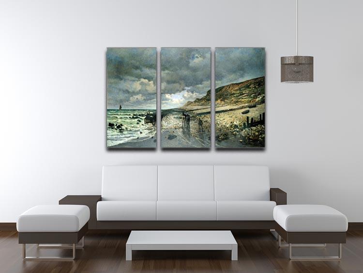 La Pointe del Heve at low tide by Monet Split Panel Canvas Print - Canvas Art Rocks - 4