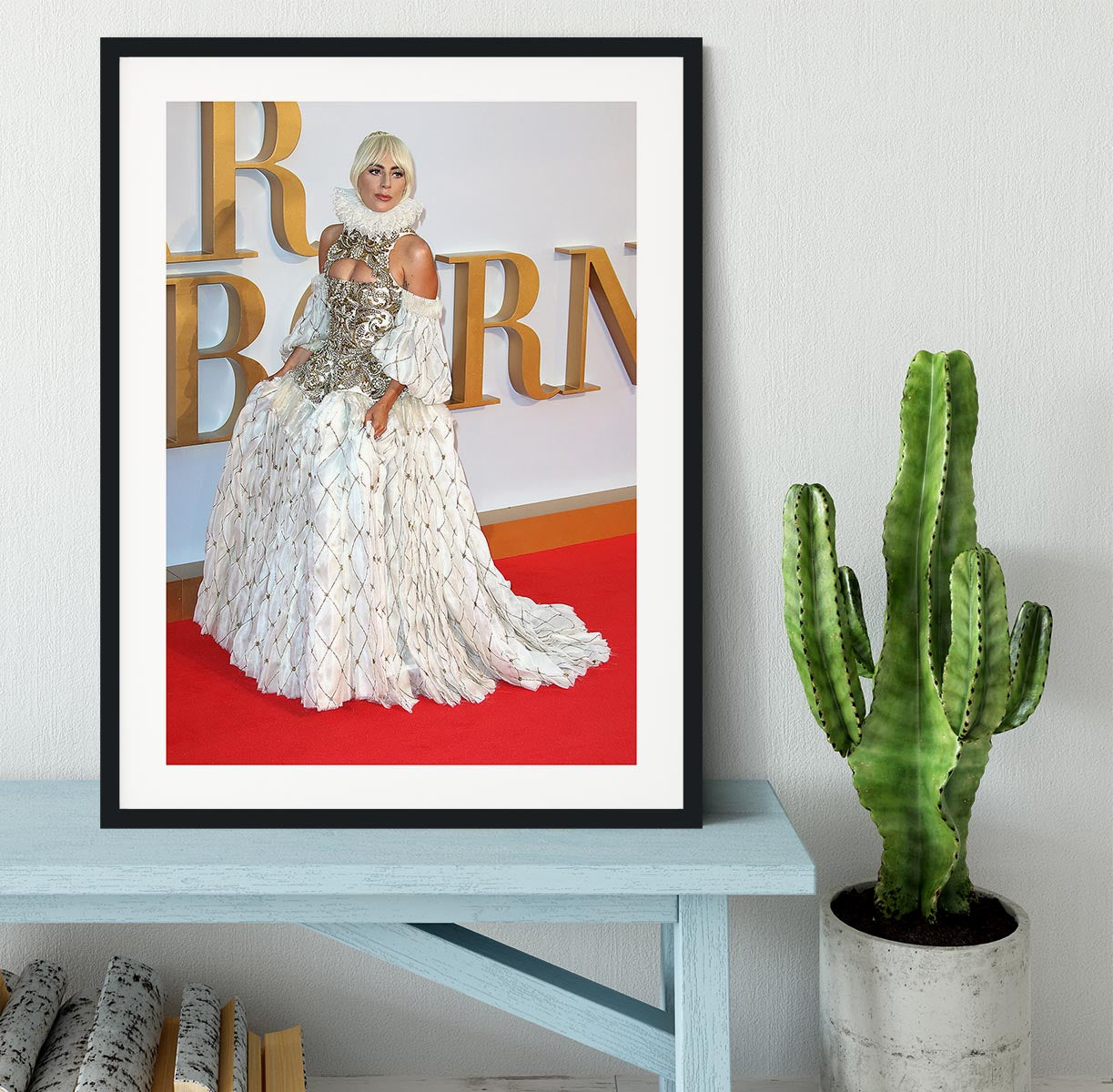 Lady Gaga in Alexander McQueen dress Framed Print - Canvas Art Rocks - 1