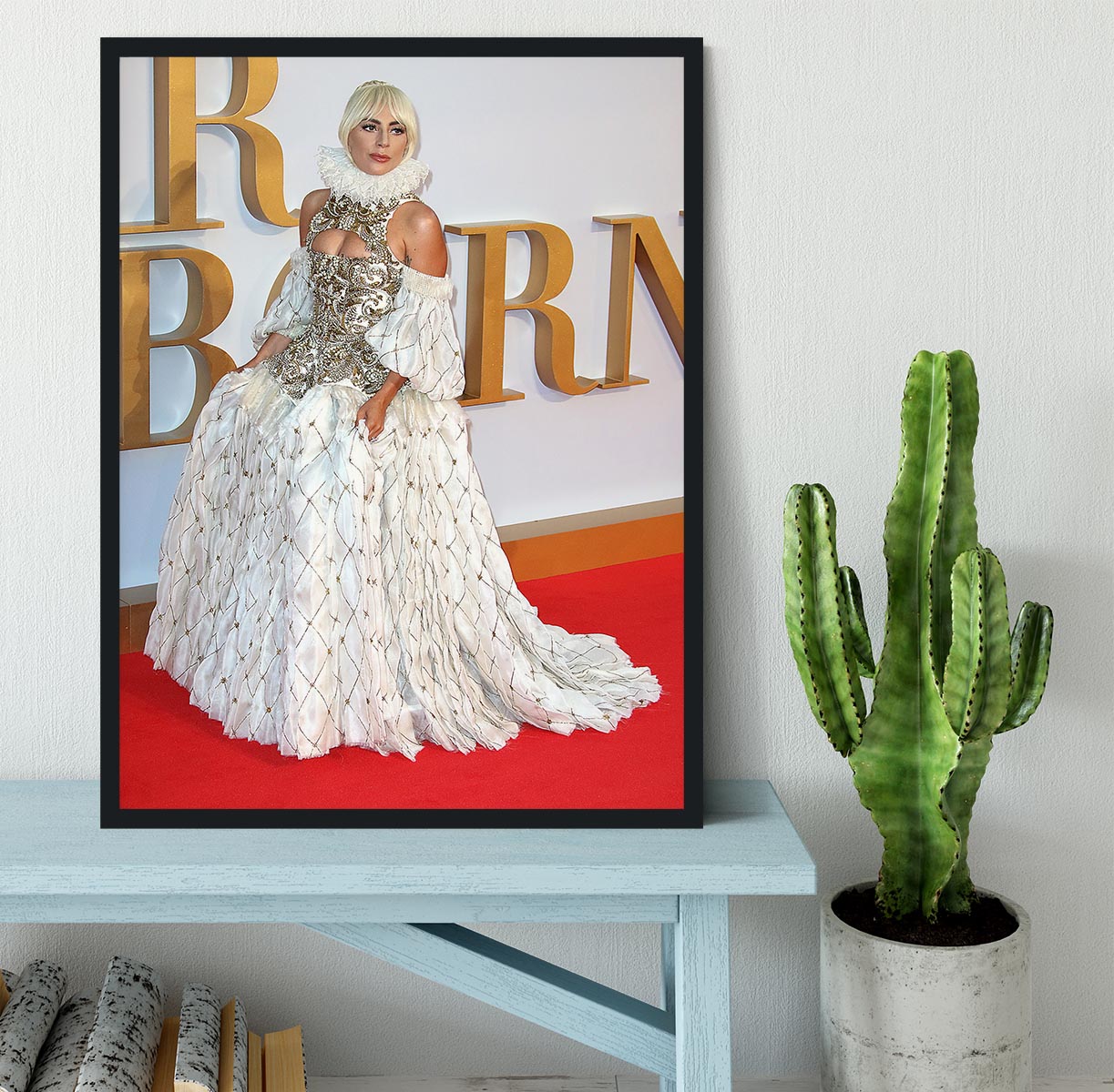 Lady Gaga in Alexander McQueen dress Framed Print - Canvas Art Rocks - 2
