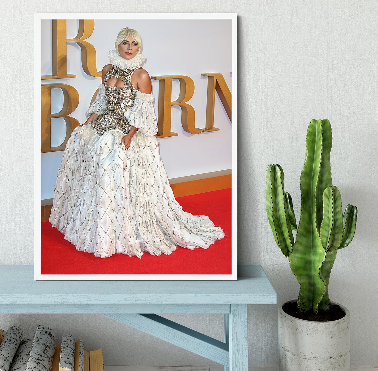 Lady Gaga in Alexander McQueen dress Framed Print - Canvas Art Rocks -6