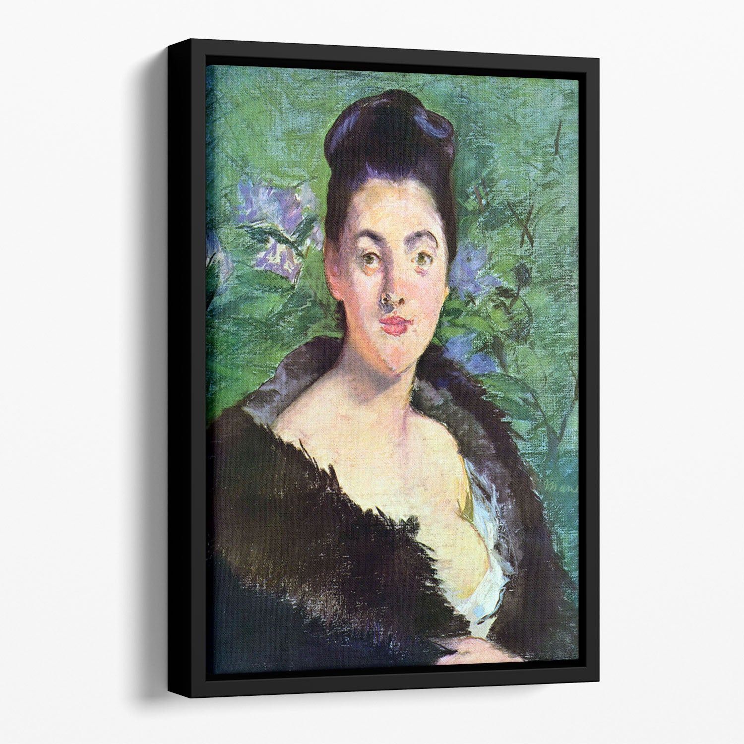 Lady in Fur by Manet Floating Framed Canvas