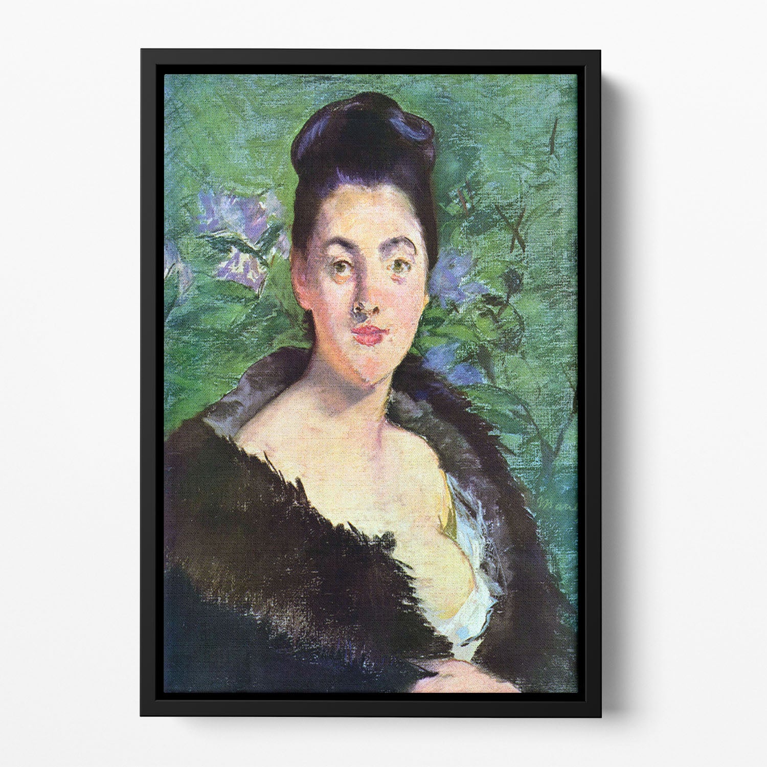 Lady in Fur by Manet Floating Framed Canvas