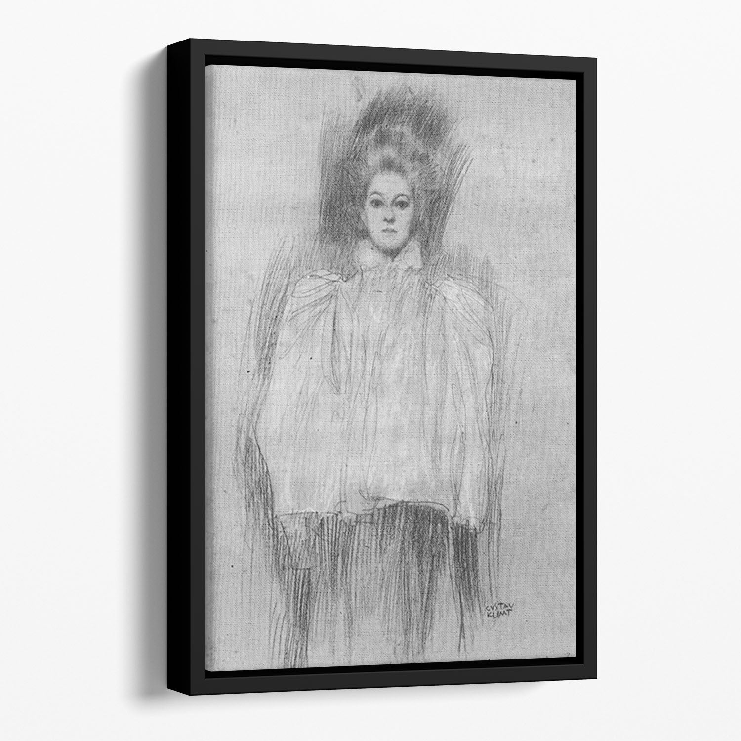 Lady in cape by Klimt Floating Framed Canvas