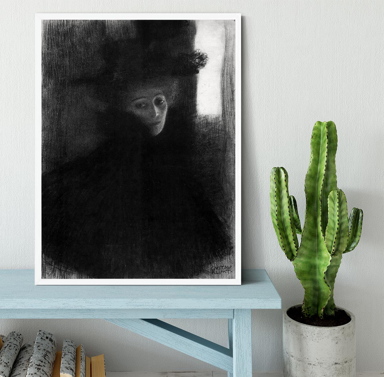 Lady with a hat and Cape by Klimt Framed Print - Canvas Art Rocks -6