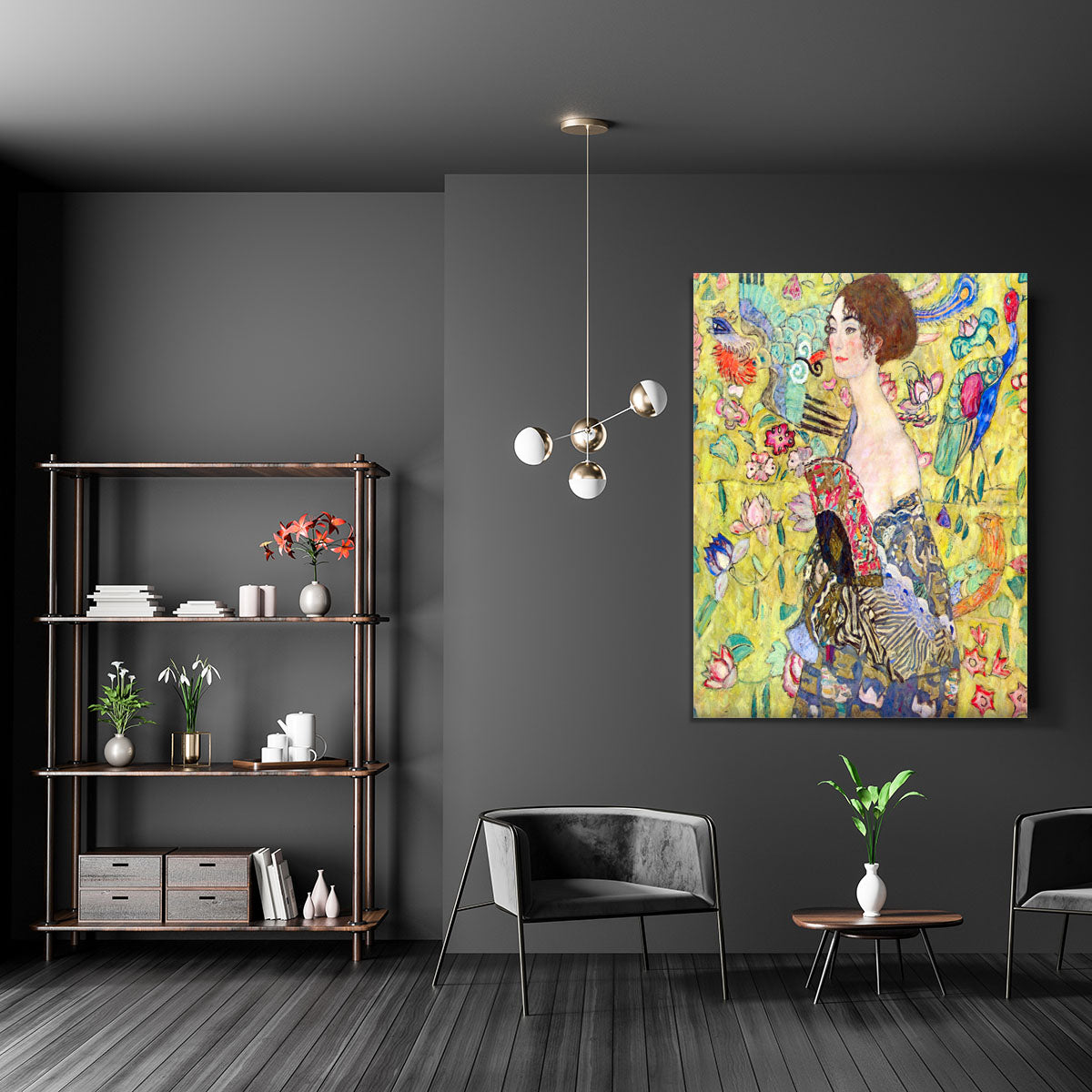 Lady with fan by Klimt Canvas Print or Poster - Canvas Art Rocks - 5