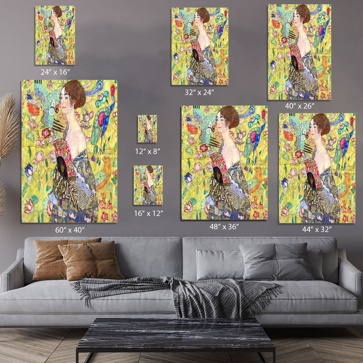 Lady with fan by Klimt Canvas Print or Poster - Canvas Art Rocks - 7