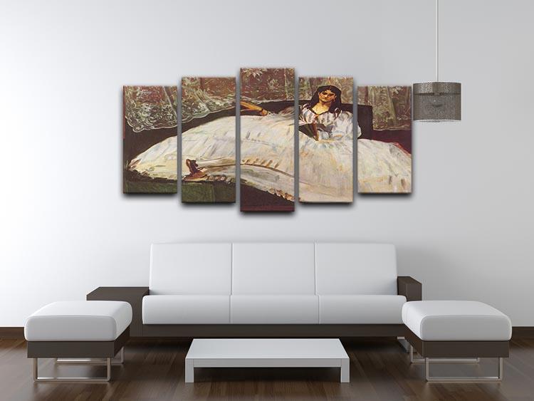 Lady with fan by Manet 5 Split Panel Canvas - Canvas Art Rocks - 3
