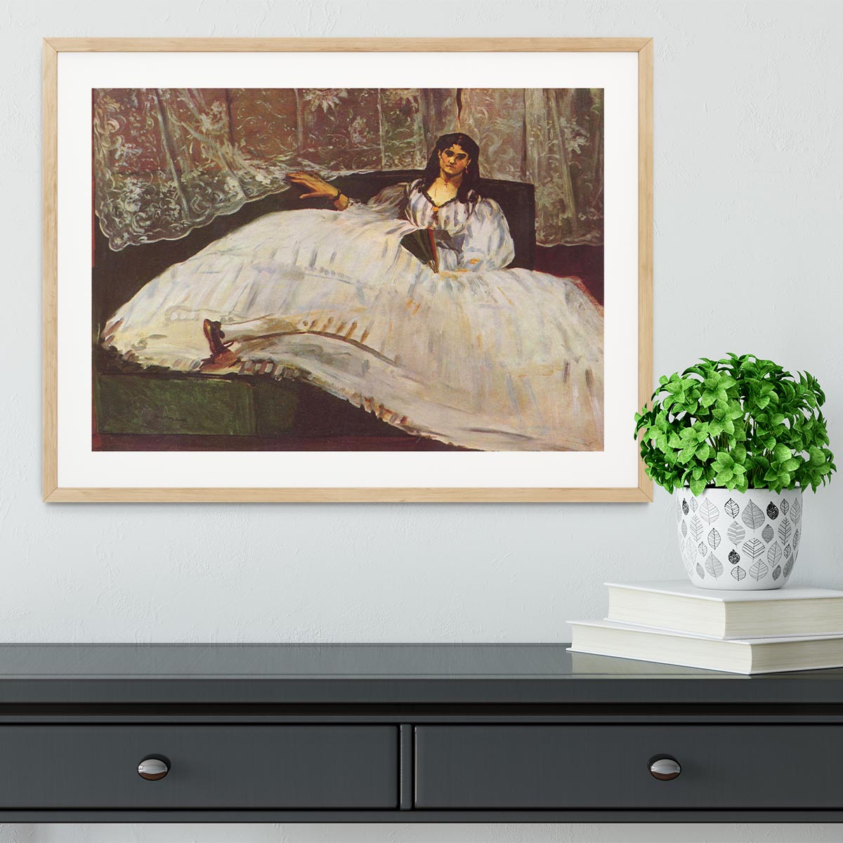 Lady with fan by Manet Framed Print - Canvas Art Rocks - 3