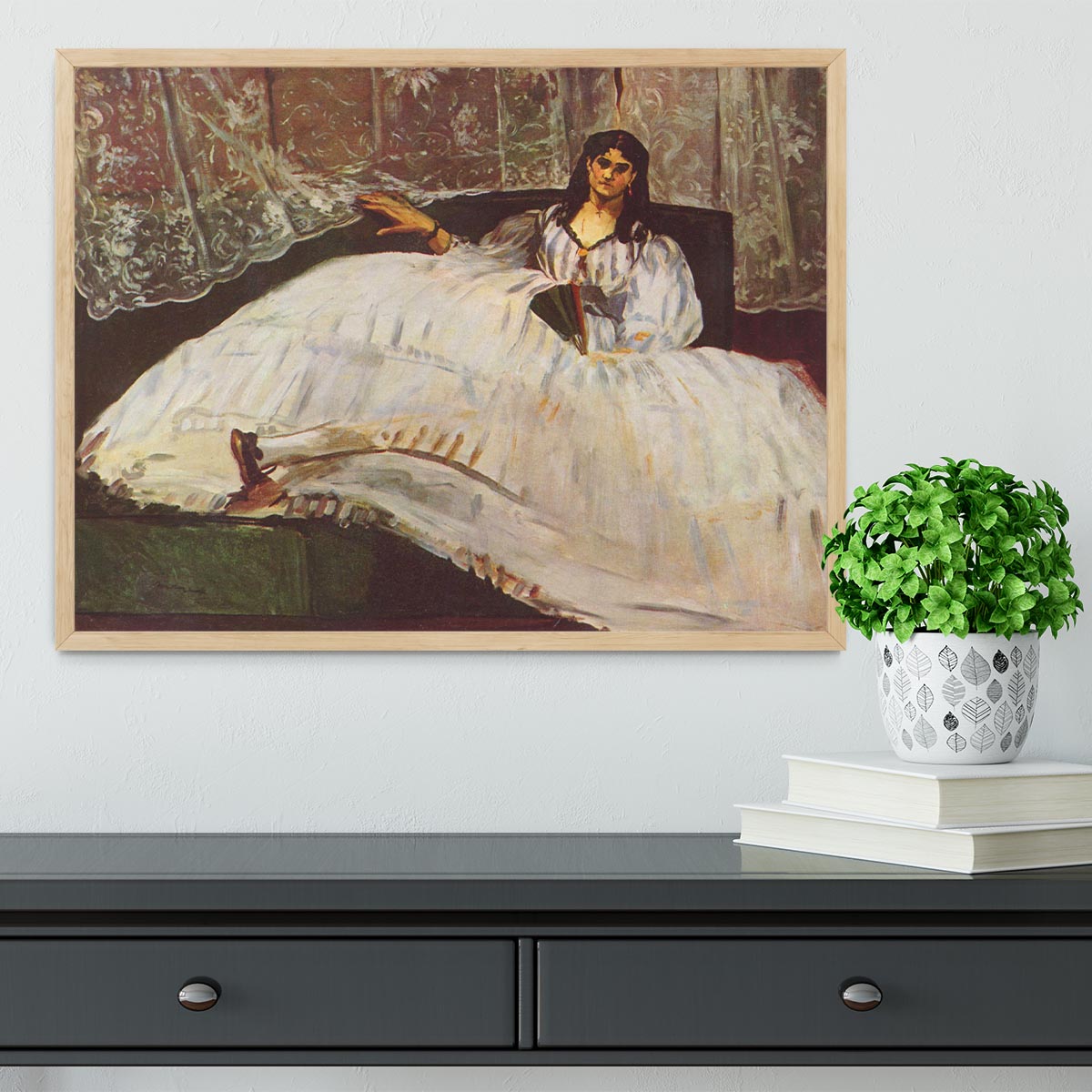 Lady with fan by Manet Framed Print - Canvas Art Rocks - 4