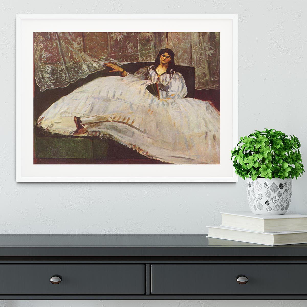 Lady with fan by Manet Framed Print - Canvas Art Rocks - 5