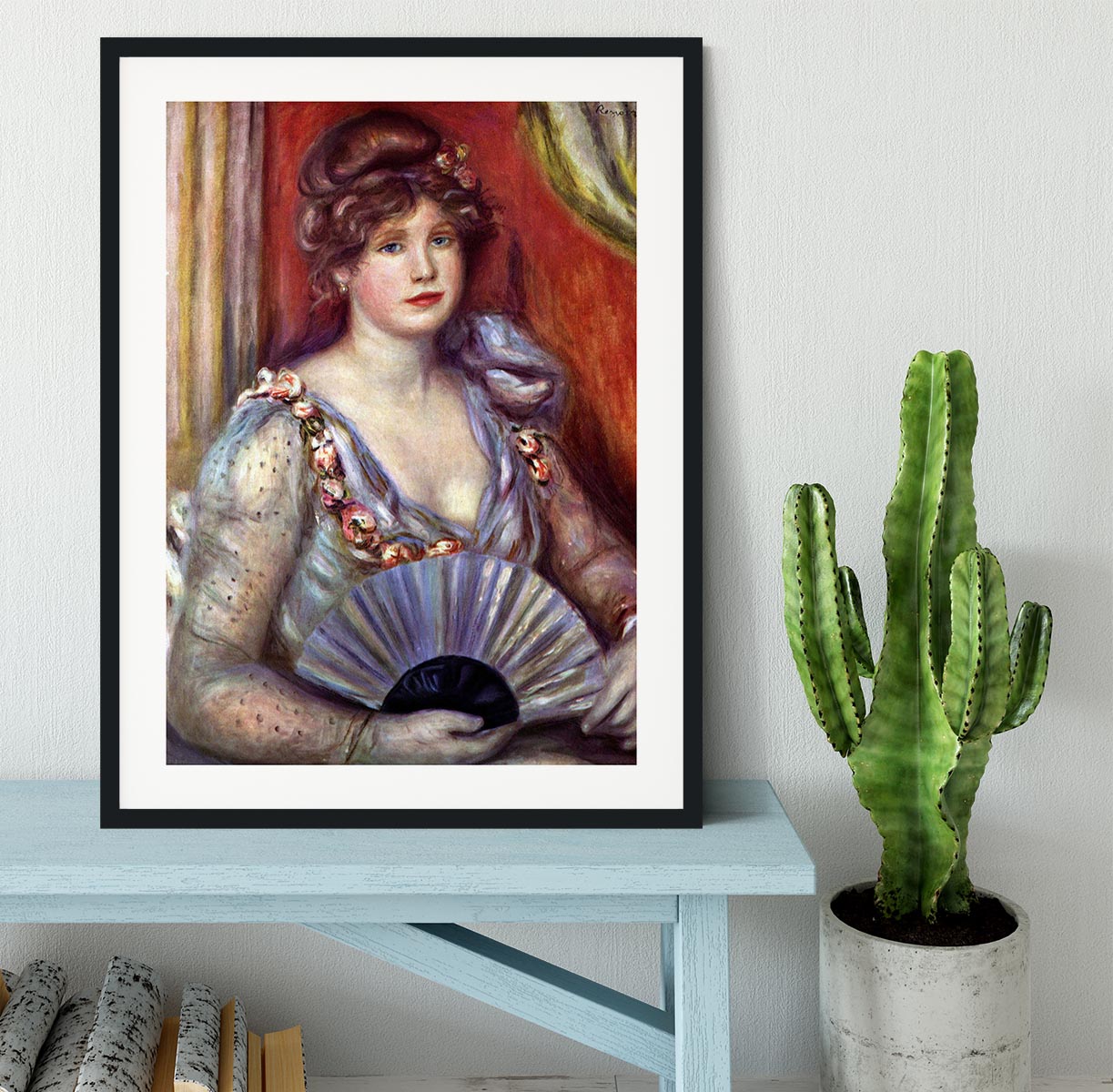 Lady with fan by Renoir Framed Print - Canvas Art Rocks - 1