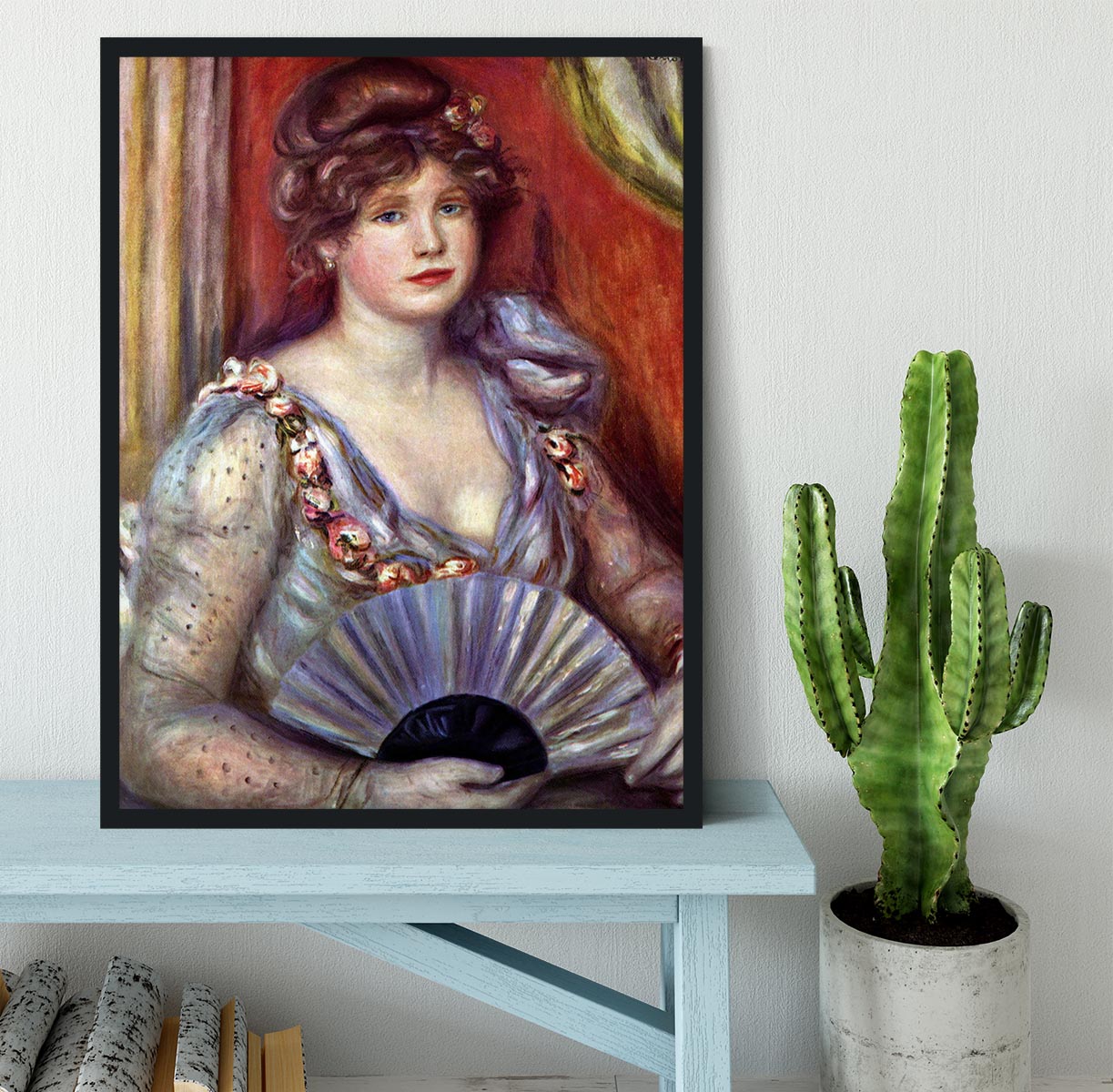 Lady with fan by Renoir Framed Print - Canvas Art Rocks - 2