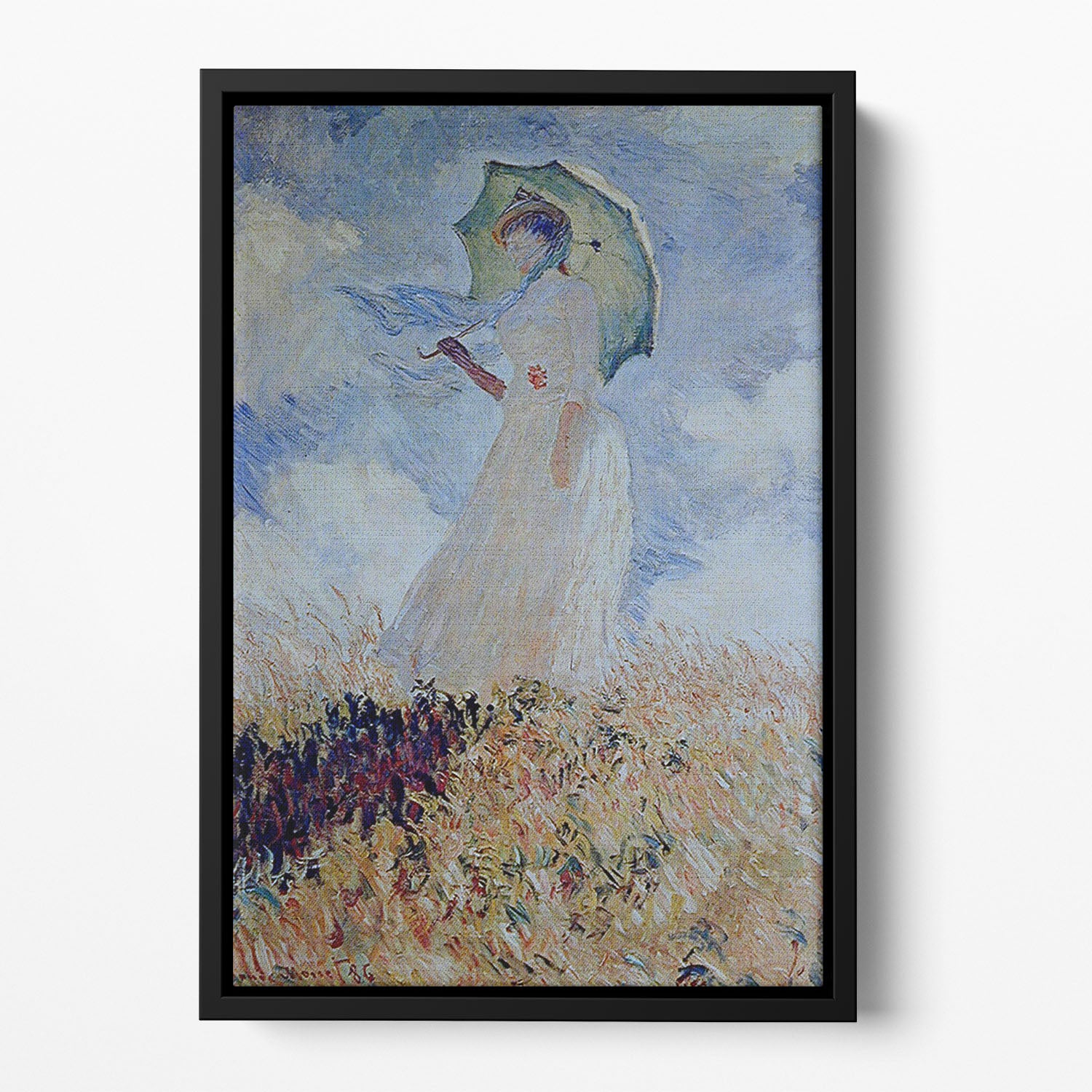 Lady with umbrella Floating Framed Canvas