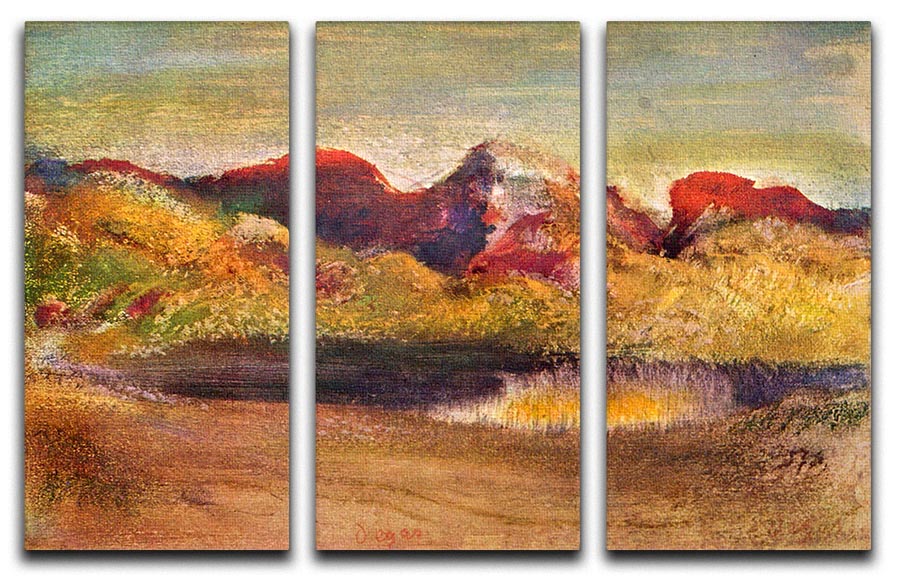 Lake and mountains by Degas 3 Split Panel Canvas Print - Canvas Art Rocks - 1