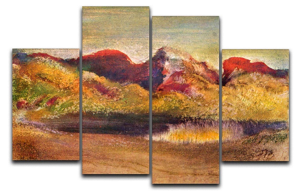 Lake and mountains by Degas 4 Split Panel Canvas - Canvas Art Rocks - 1