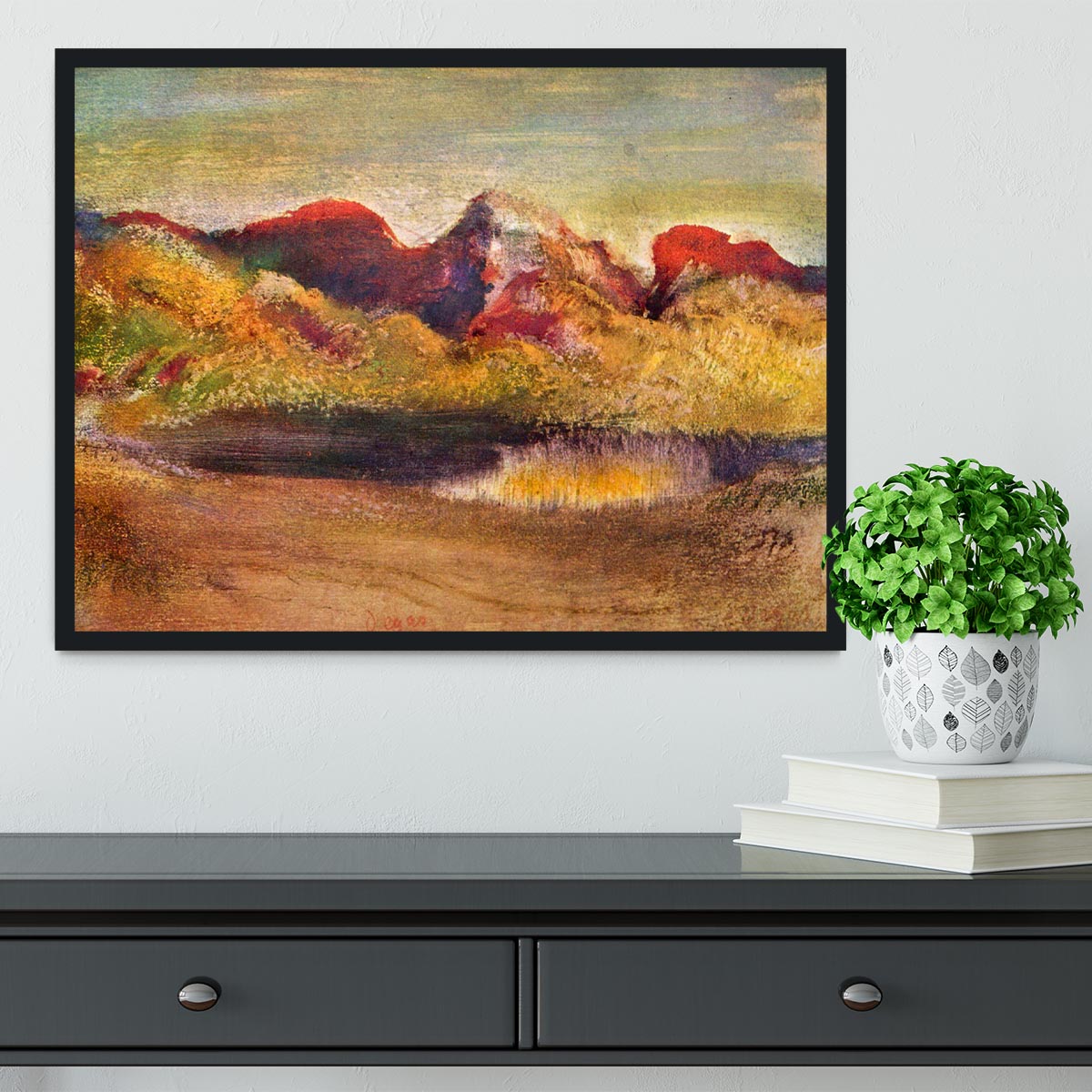 Lake and mountains by Degas Framed Print - Canvas Art Rocks - 2