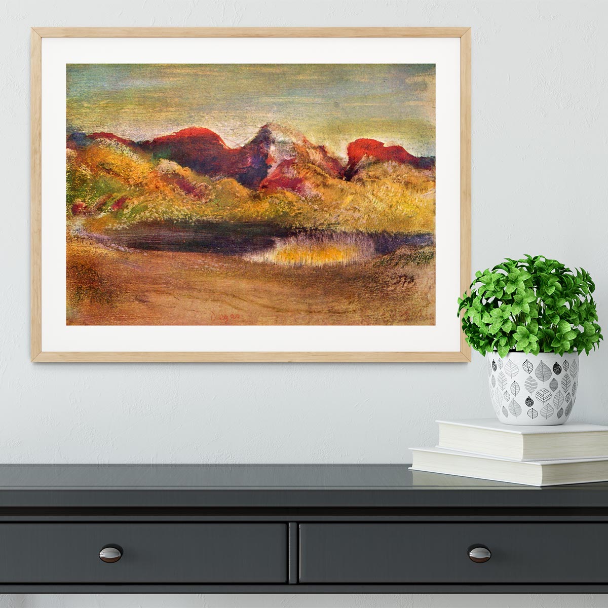 Lake and mountains by Degas Framed Print - Canvas Art Rocks - 3