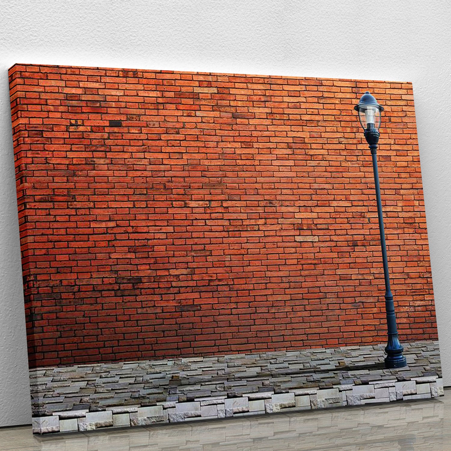 Lamp post street on brick Canvas Print or Poster - Canvas Art Rocks - 1