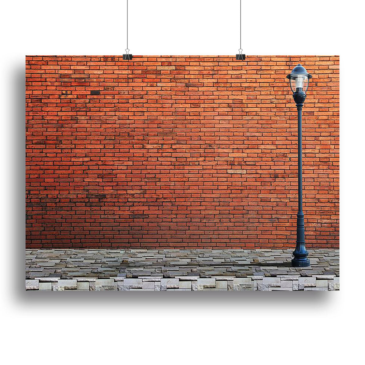 Lamp post street on brick Canvas Print or Poster - Canvas Art Rocks - 2