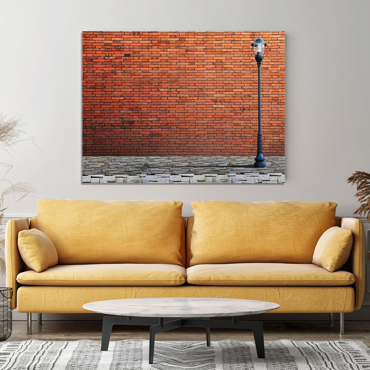 Lamp post street on brick Canvas Print or Poster - Canvas Art Rocks - 4