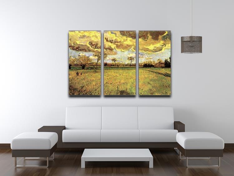 Landscape Under a Stormy Sky by Van Gogh 3 Split Panel Canvas Print - Canvas Art Rocks - 4