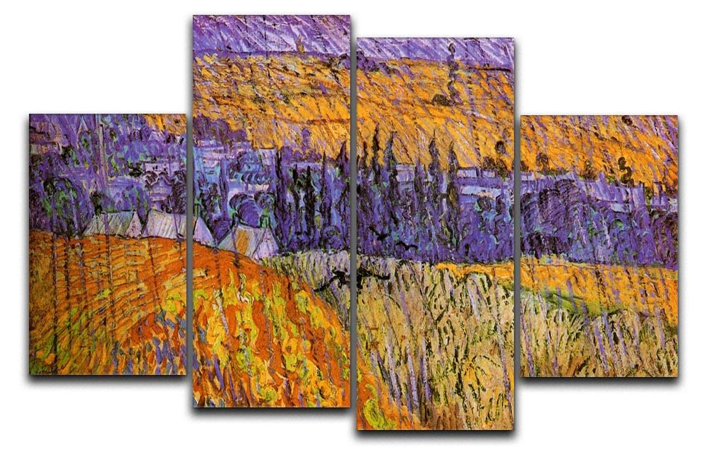 Landscape at Auvers in the Rain by Van Gogh 4 Split Panel Canvas  - Canvas Art Rocks - 1