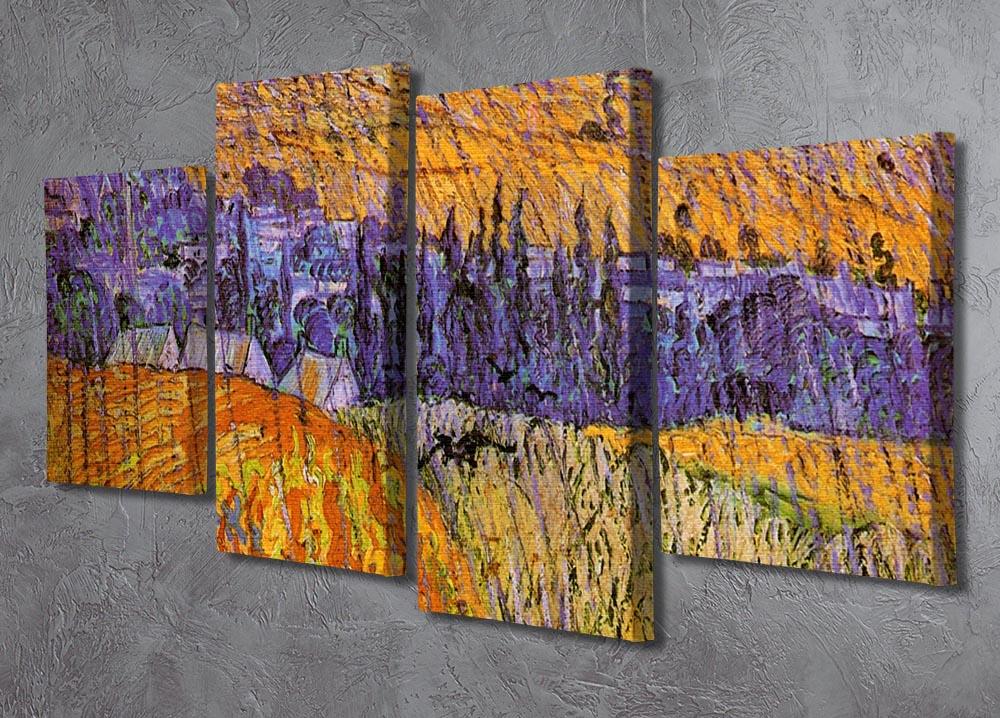 Landscape at Auvers in the Rain by Van Gogh 4 Split Panel Canvas - Canvas Art Rocks - 2